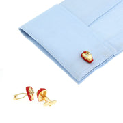 Iron Man Cufflinks Gold Red Image On Shirt Sleeve