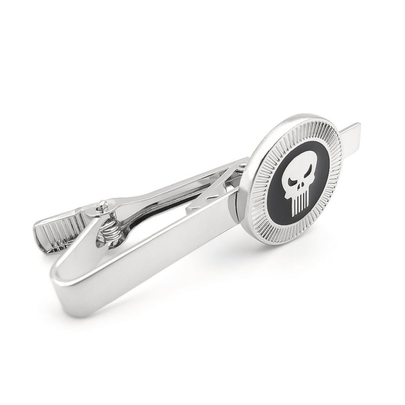 The Punisher Tie Clip Silver Black Superhero Image Front