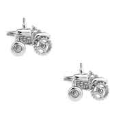 Farm Tractor Cufflinks Pair Silver