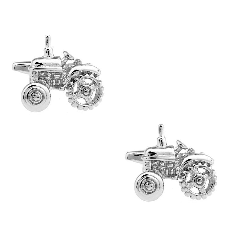 Farm Tractor Cufflinks Pair Silver