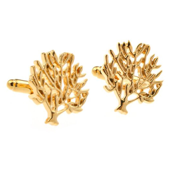 Tree of Life cufflinks Gold Front Pair