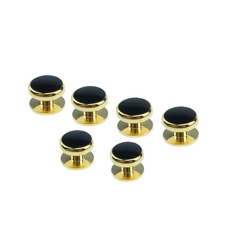 Black Tuxedo Studs Set Gold 8-Piece