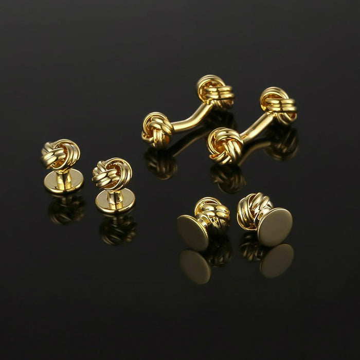 Cufflinks - Tuxedo 8 Piece Stud Set (Knot Double Gold)