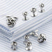 Double Knot Cufflinks Tuxedo Stud Set 8 Piece Silver On Shirt