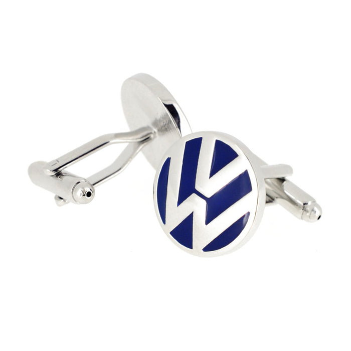 VW Volkswagen Cufflinks Silver Front and Back View