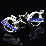 Volvo Cufflinks Car Logo Silver Blue Image Pair