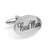 Best Man Cufflinks Silver Oval Front