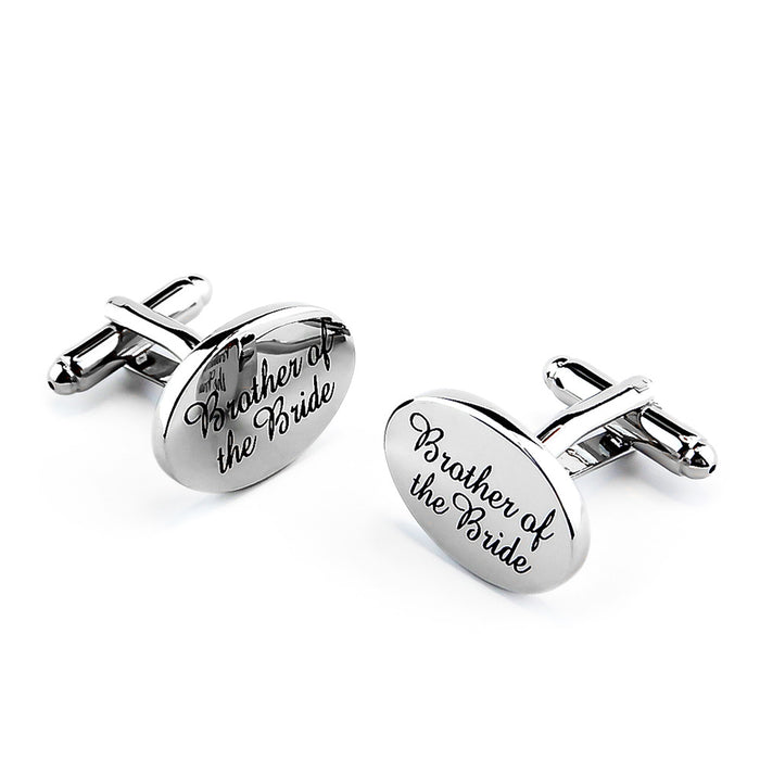 Brother Of The Bride Cufflinks Silver Wedding Pair Image