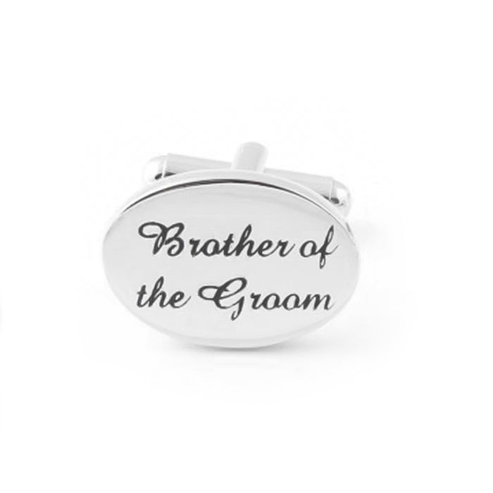 Brother Of The Groom Cufflinks Silver Oval Wedding Image Front