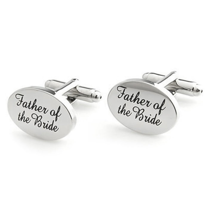 Father of the bride cufflinks silver oval front pair