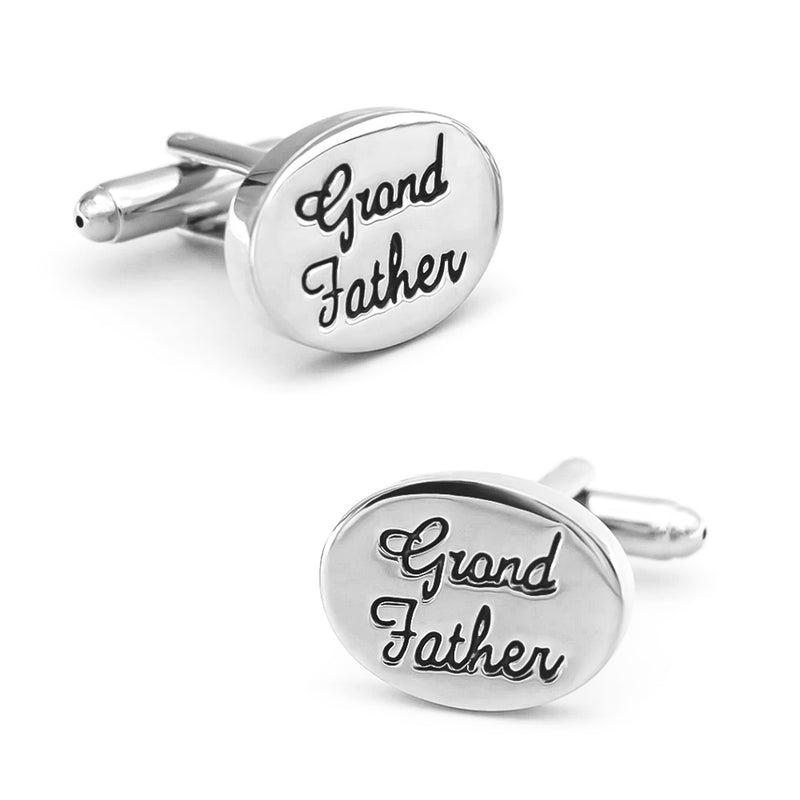 Grandfather Cufflinks Silver Wedding Oval Pair