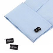 Wedding Groom Cufflinks Black Silver Image On Shirt Sleeve