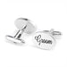 Groom Cufflinks Silver Oval Front Pair