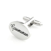Groomsman Cufflinks Silver Oval Front