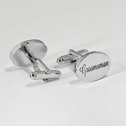 Groomsman Cufflinks Silver Oval Front Pair