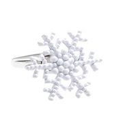 Christmas Snowflake Cufflinks White Silver Image Front