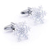 Christmas Snowflake Cufflinks White Silver Image Pair