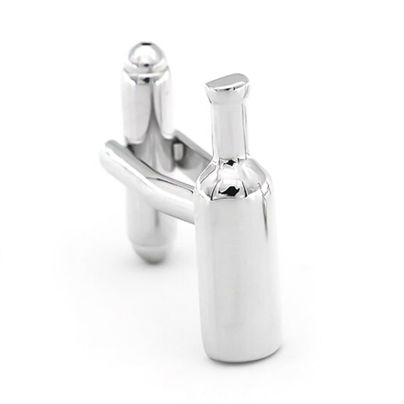 Wine Bottle Cufflinks Silver Front