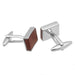 Rectangular Inlay Wood Cufflinks Silver Front and Back