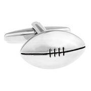 Rugby Ball Cufflinks Flat Design Silver Image Front