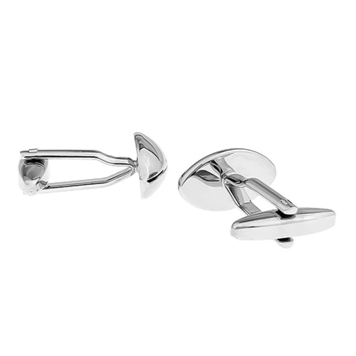 Rugby Ball Cufflinks Flat Design Silver Image Pair Back