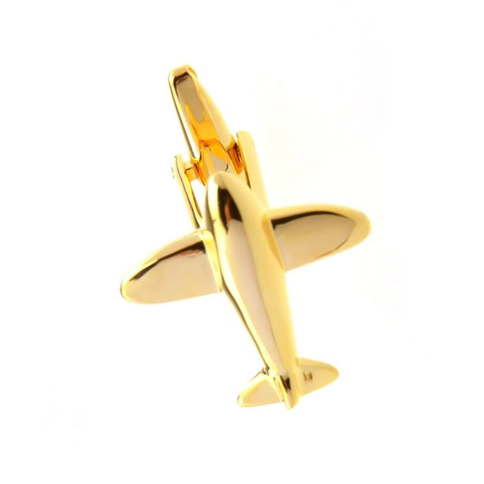 Airplane Aeroplane Cufflinks Gold Top View