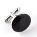 Silver Round Cufflinks Black Resin Filled Image Front