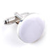 Silver Round Cufflinks White Resin Filled Image Front