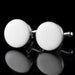 Silver Round Cufflinks White Resin Filled Image Front Pair