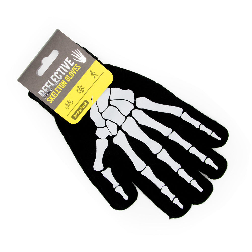Reflective Gloves Skeleton Hand Top View High Visibility