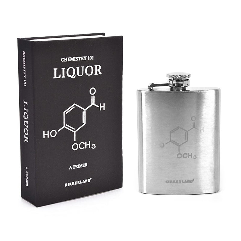 Chemistry 101 Book Hip Flask Gift Set For Men Front