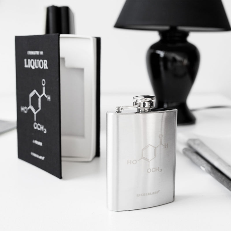 Chemistry 101 Book Hip Flask Gift Set For Men Display Open