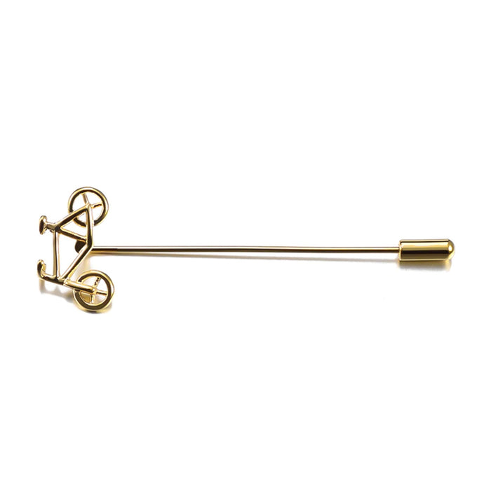 Bicycle Lapel Pin Gold Side View