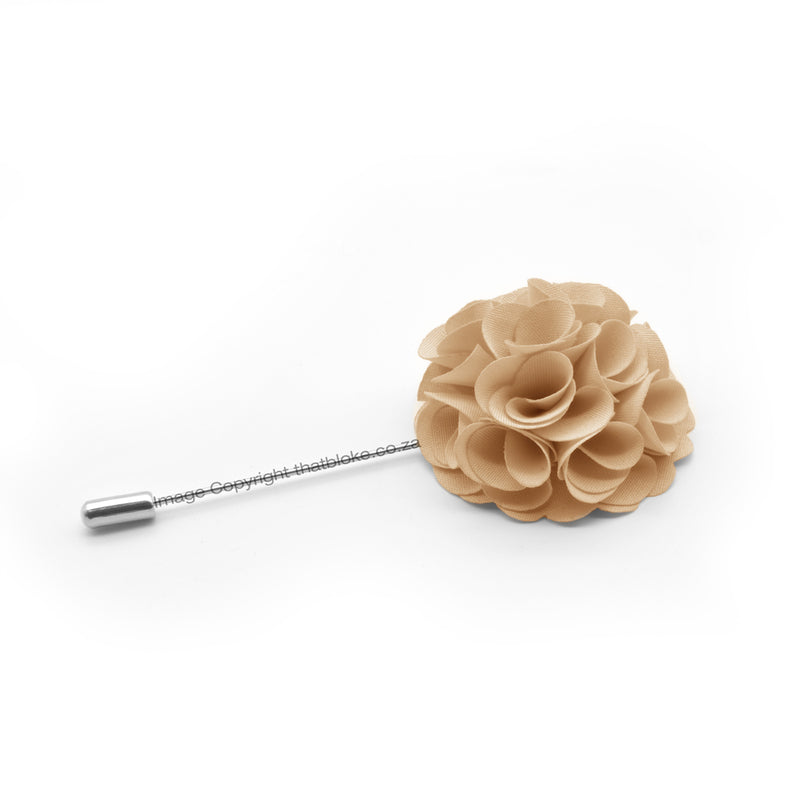 Stone Beige Lapel Flower Pin For Men Circular Shape