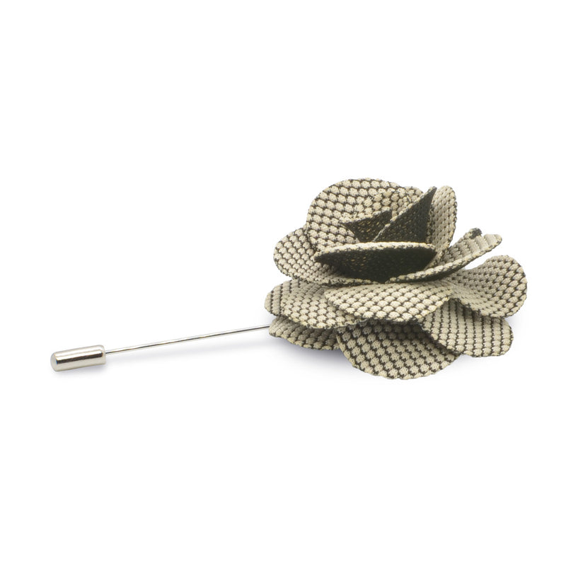 Lapel Pin - Flower (Beige Dot Pattern on Black) | That Bloke
