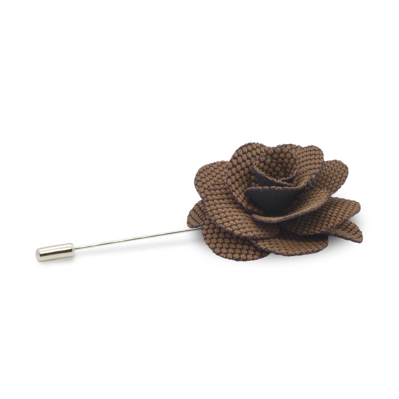 Lapel Pin - Flower (Brown Dot Pattern on Black) | That Bloke