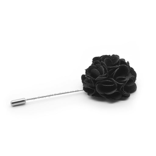 Black Lapel Flower Pin Circular Polyester