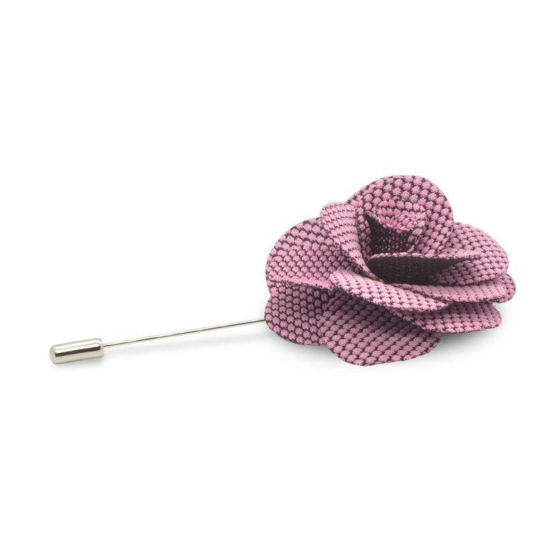 Lapel Pin - Flower (Pink Dot Pattern on Black) | That Bloke