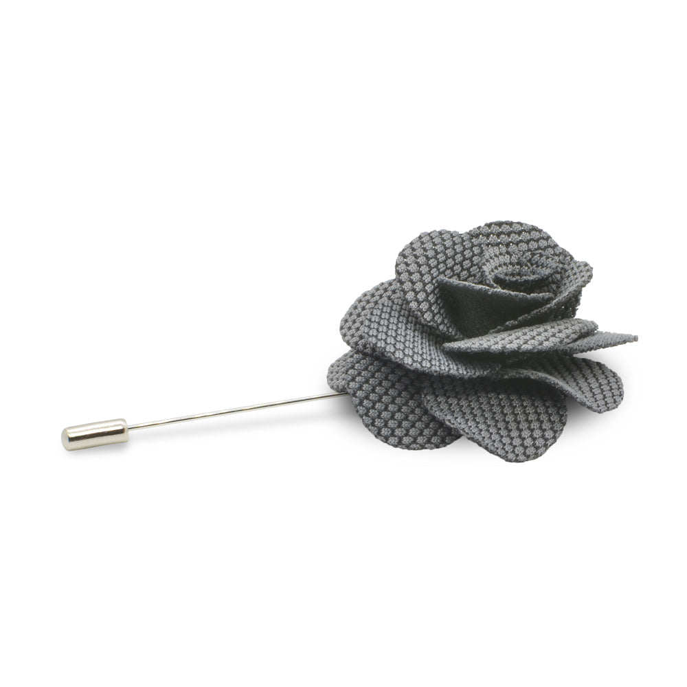 Lapel Pin - Grey Flower (Dark Grey Dot Pattern on Black) — That Bloke