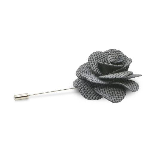Dark Grey Lapel Flower Pin Dot Pattern