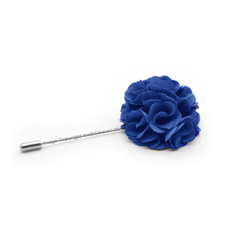 Royal Blue Lapel Flower Pin For Men Circular Shape