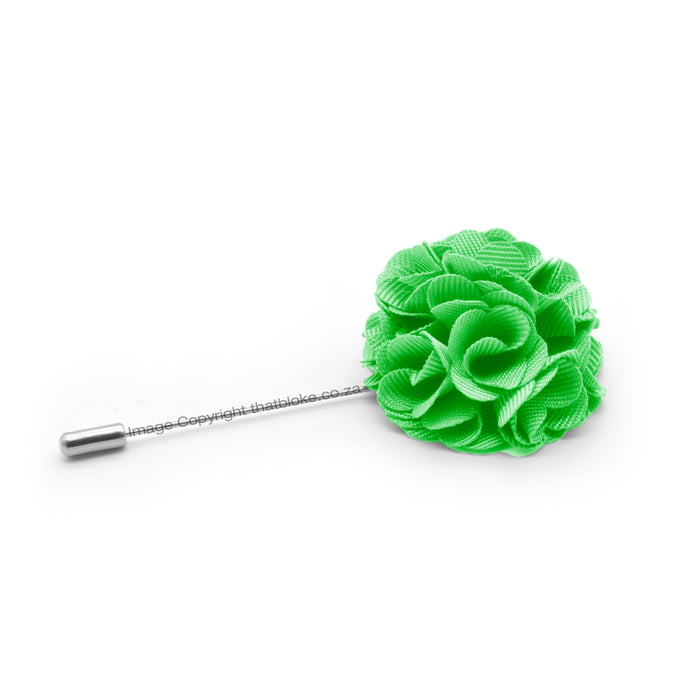 Bright Green Lapel Flower Pin For Men Circular Shape