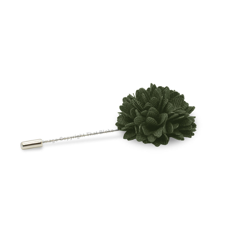 Dark Khaki Green Flower Lapel Pin