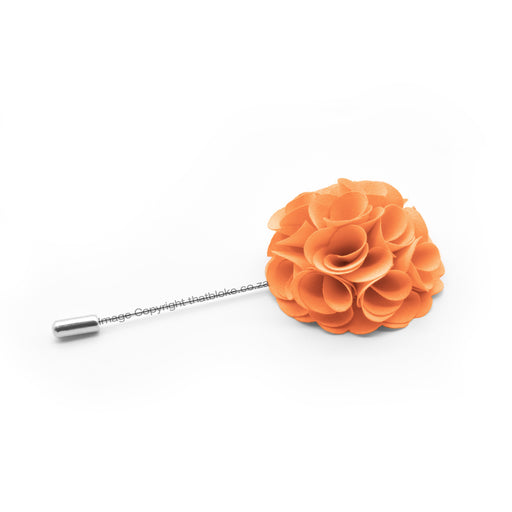 Orange Flower Lapel Pin For Men Circular Shape
