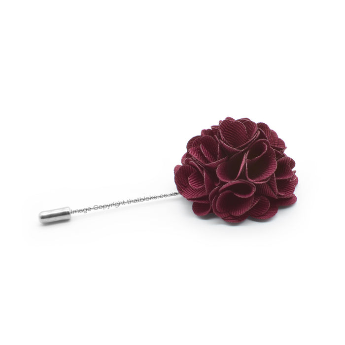 Burgundy Maroon Lapel Flower Pin Circular Shape