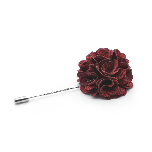 Dark Wine Red Lapel Flower Pin For Men Maroon 