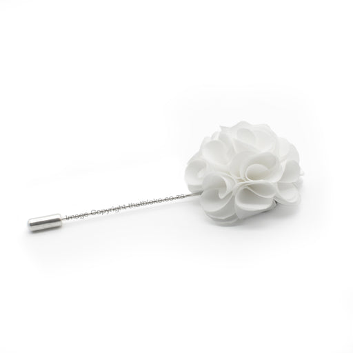 White Flower Lapel Pin Circular Shape