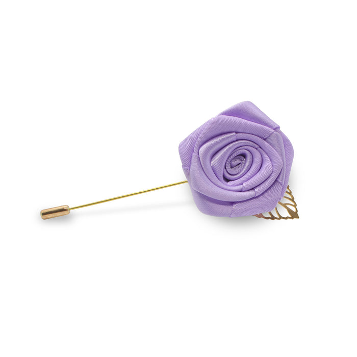Lapel Pin - Rose with Gold Leaf (Lavender Purple) | That Bloke