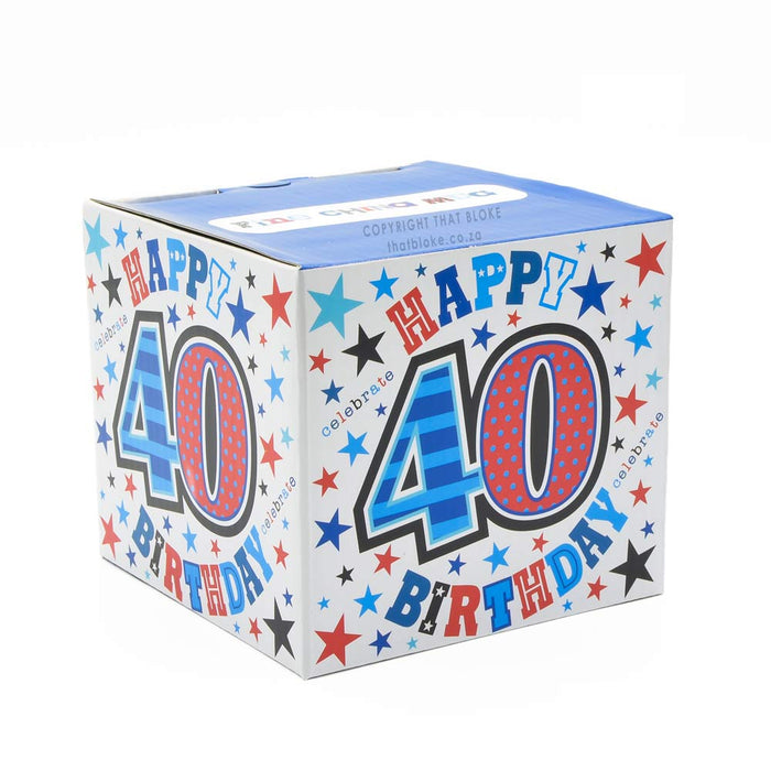 40th Birthday Mug Fine China Colourful Image Box