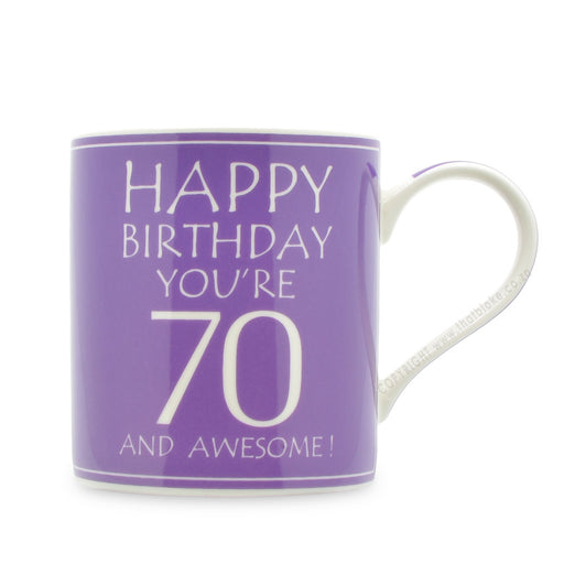 70th Birthday Gift Mug Happy Birthday Purple